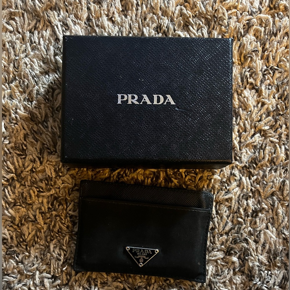Prada Black Leather and Nylon Card Holder